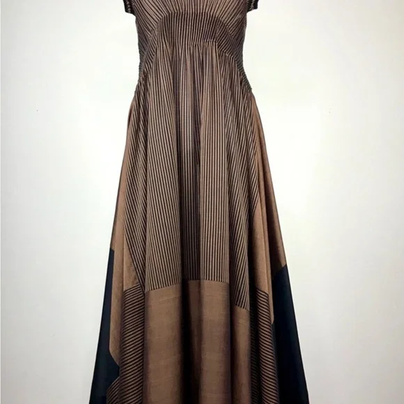 SWGT Very. Elegant Brown Striped Dress - Picture 6 of 7